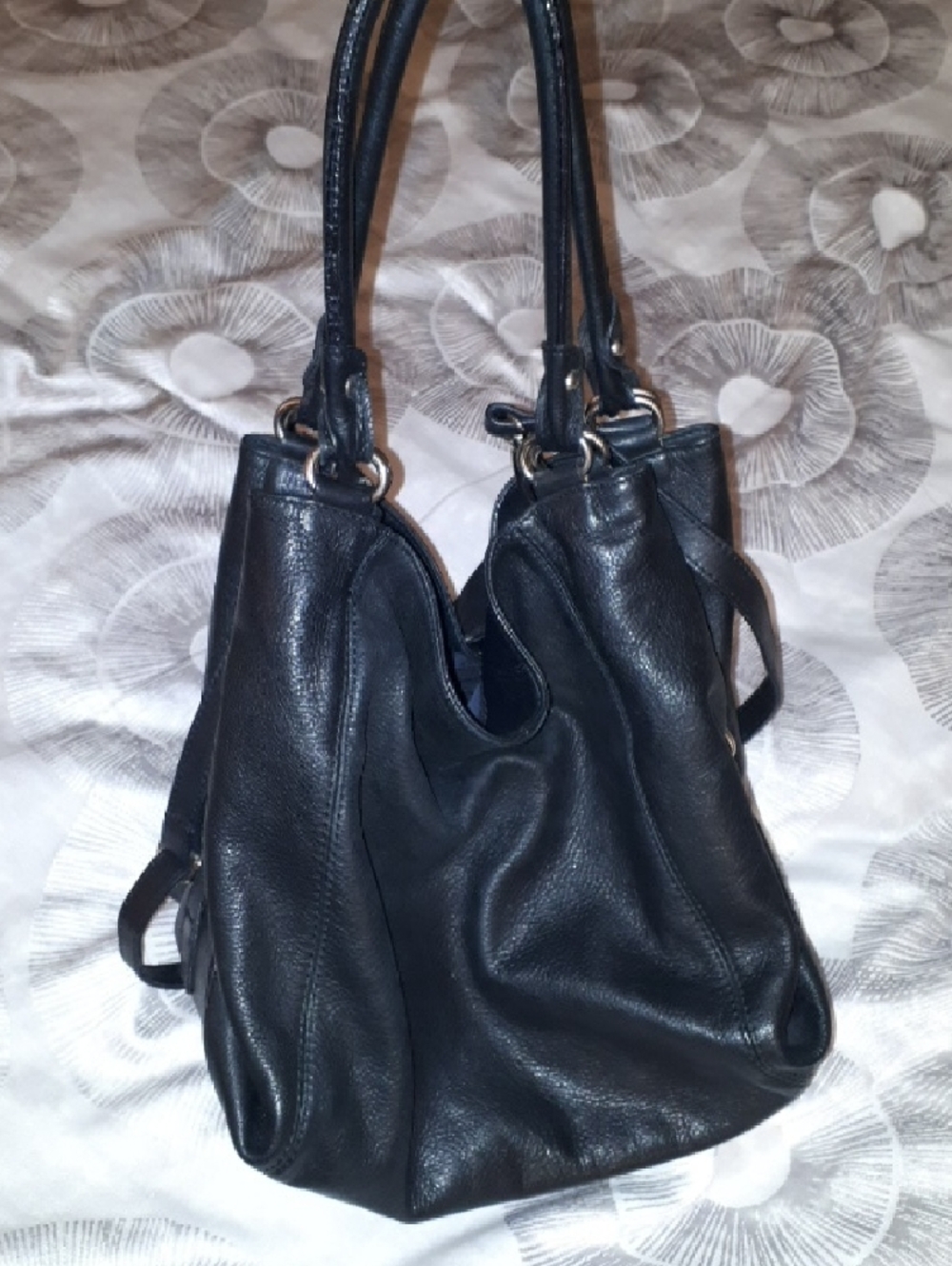 Italian Genuine Black Leather Tote Bag Minimalistic The Row CBK Quiet Luxury